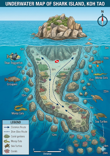 shark island dive site map
